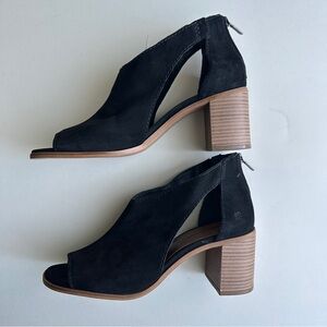 Lucky Brand Saimy Black Women's Open Toe Booties, Sz 9 M, New